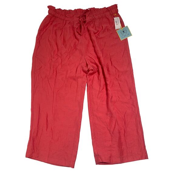 NWT CeCe Coral Wide Leg Cropped Tie Waist Pants - Size Women's 2X 2XL - Picture 1 of 9
